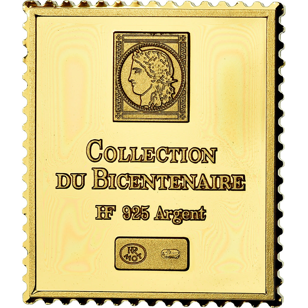 France, Medal, Timbre, Bicentenaire, 35 Centimes, MS(65-70), Vermeil