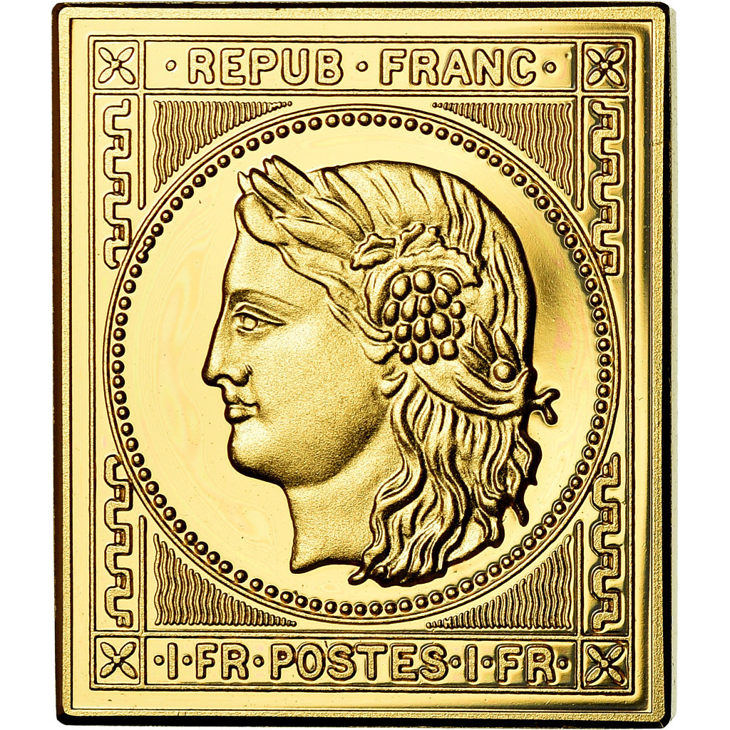 France, Médaille, Timbre, Postes, 1 Franc, FDC, Vermeil