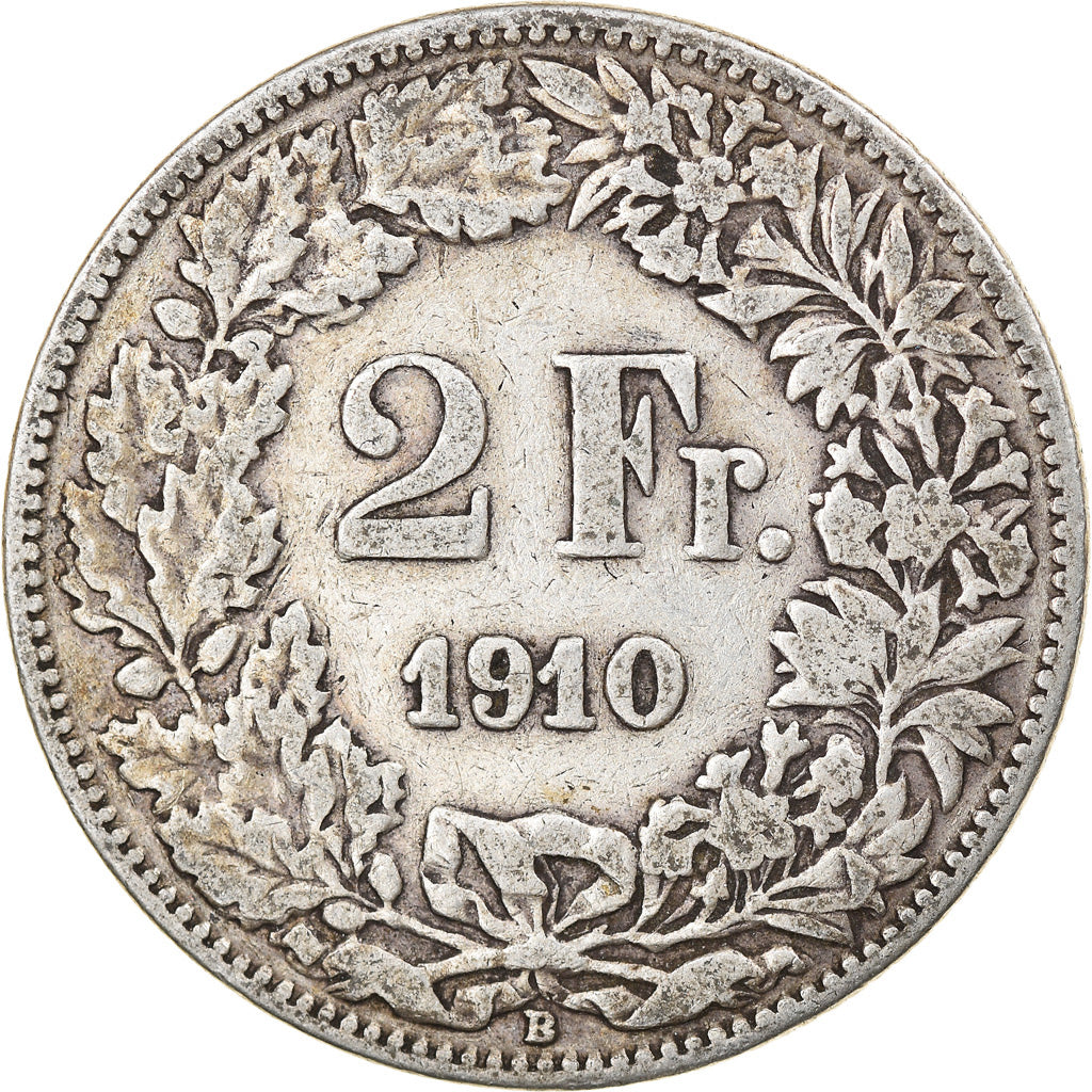 Coin, Switzerland, 2 Francs, 1910, Bern, VF(30-35), Silver, KM:21