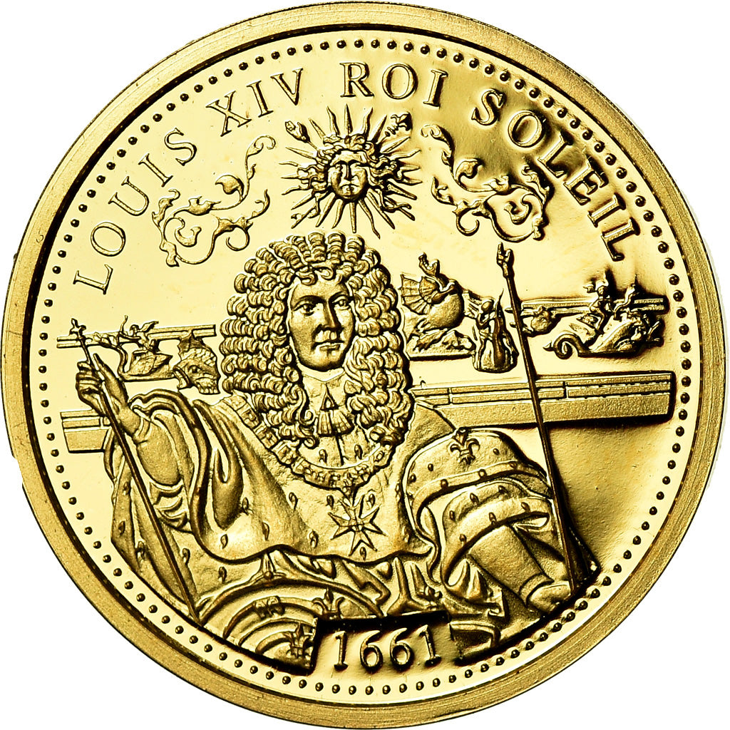 France, Medal, Louis XIV, Roi Soleil, History, MS(65-70), Gold