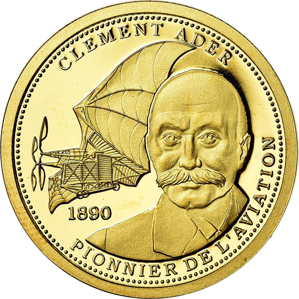 France, Médaille, Clément Ader, Pionnier de l'Aviation, FDC, Or