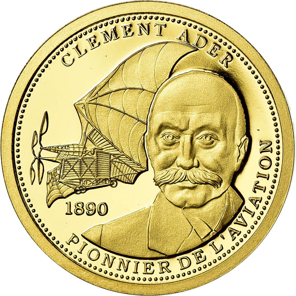 França, Medal, Clément Ader, Pionnier de l'Aviation, MS(65-70), Dourado