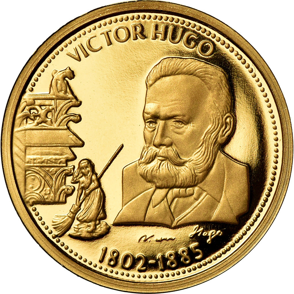 França, Medal, Victor Hugo, Artes e Cultura, MS(65-70), Dourado