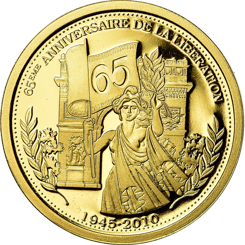 France, Medal, 65ème Anniversaire de la Libération, History, MS(65-70), Gold