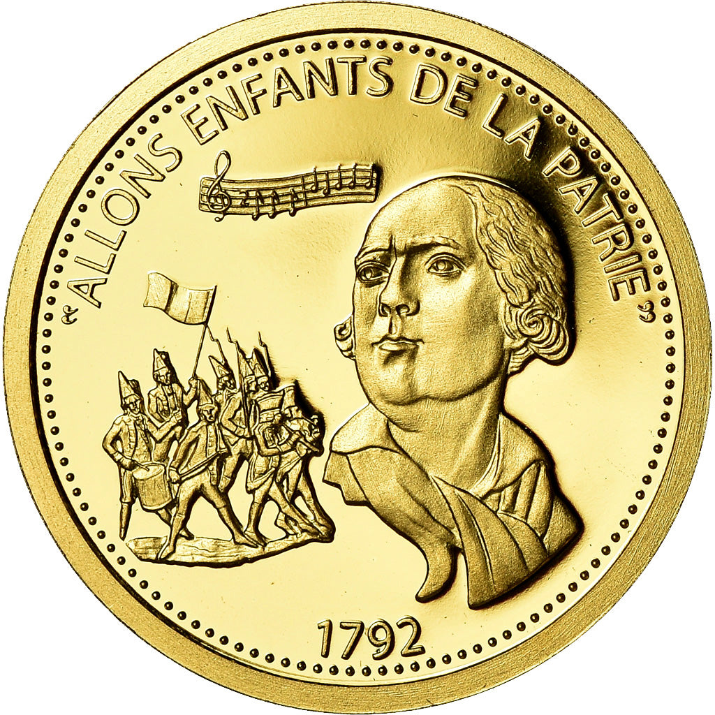 Francia, medaglia, Révolution Française, La Marseillaise, History, FDC, Oro