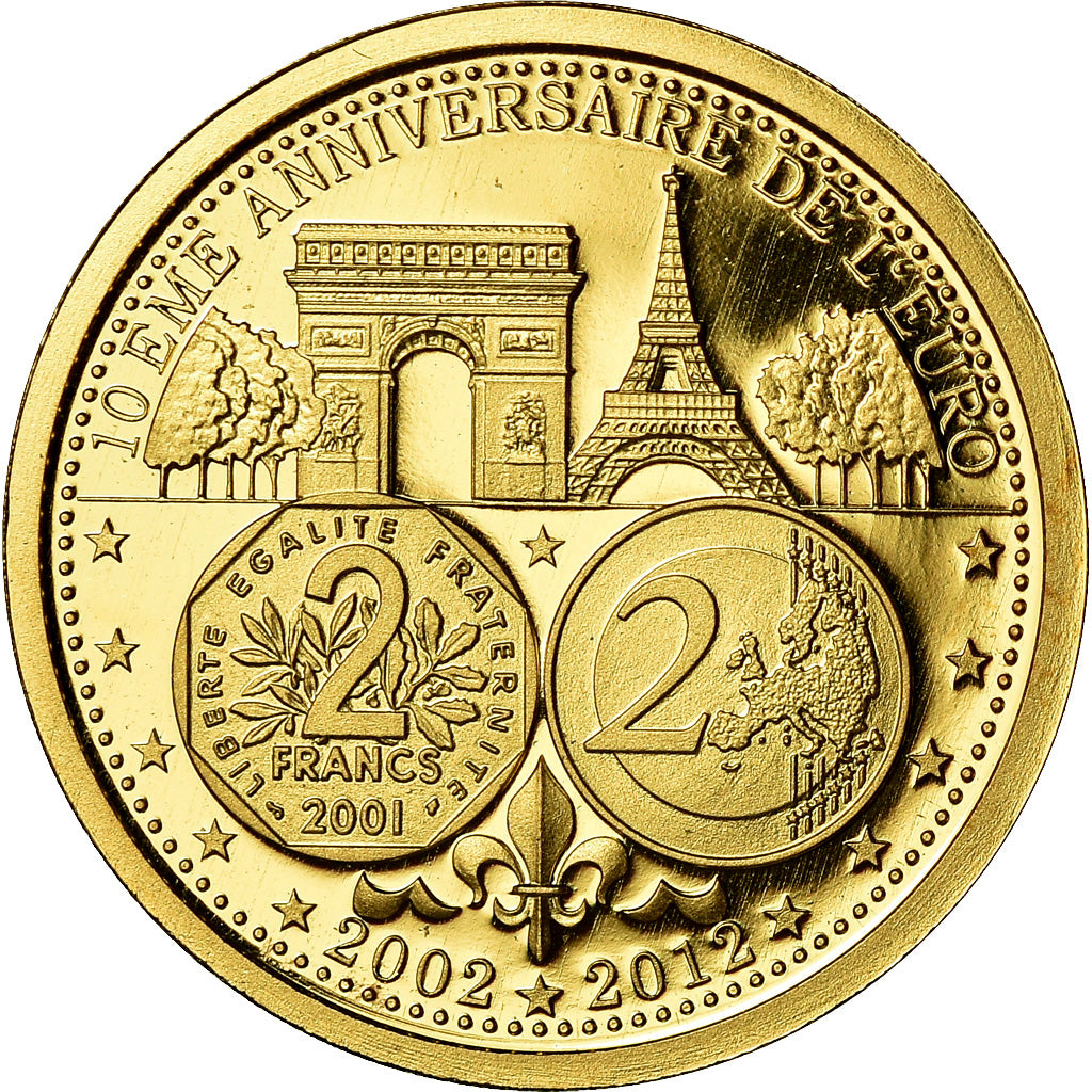 France, Medal, 10ème Anniversaire de l'Euro, MS(65-70), Gold