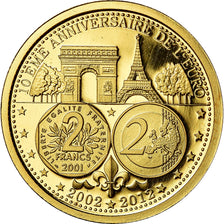 France, Medal, 10ème Anniversaire de l'Euro, MS(65-70), Gold