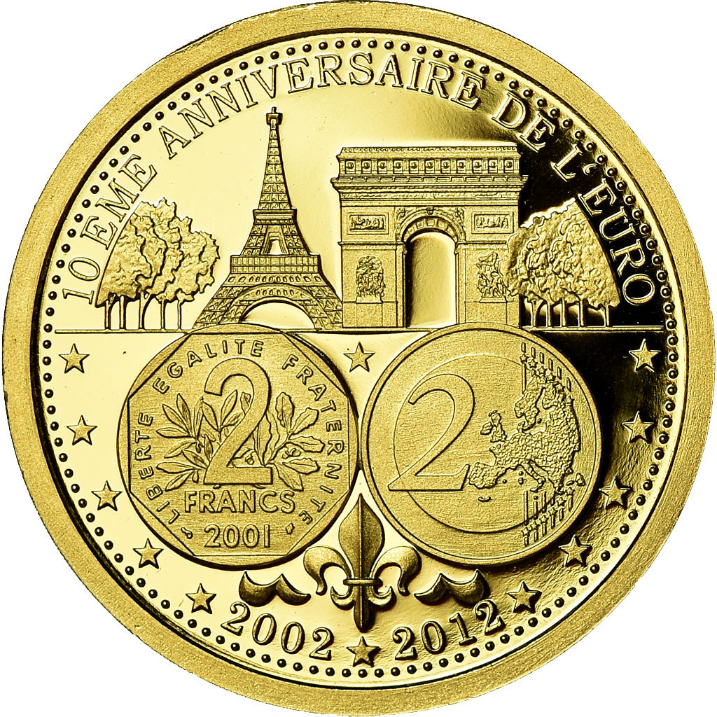 France, Médaille, 10ème Anniversaire de l'Euro, FDC, Or