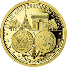 France, Médaille, 10ème Anniversaire de l'Euro, FDC, Or