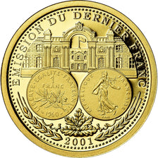 France, Médaille, Emission du Dernier Franc, 2001, FDC, Or