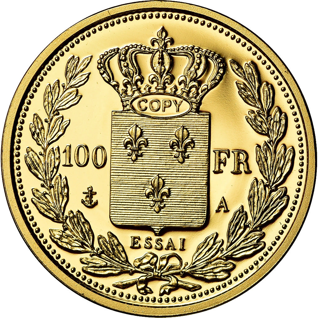 France, Médaille, 100 Francs Essai Charles X, FDC, Or