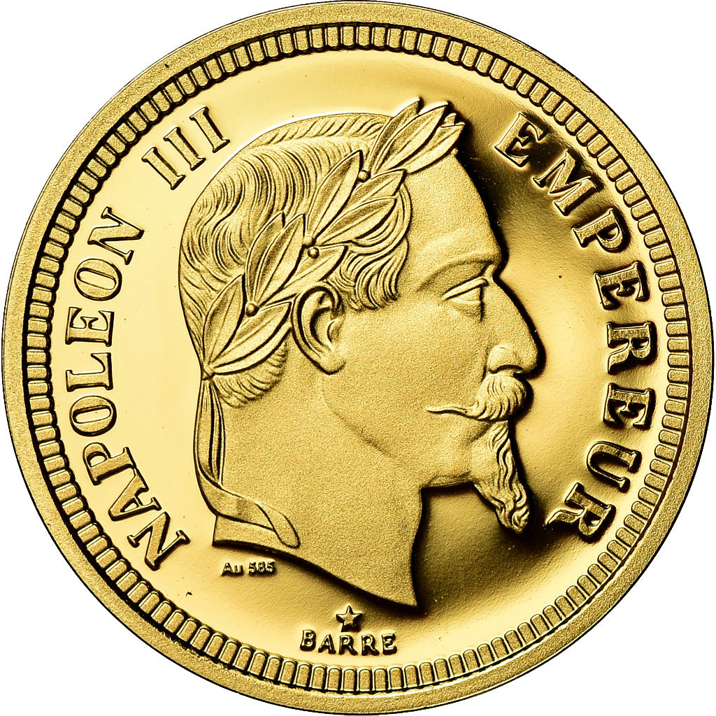Francia, medaglia, Reproduction de la 100 Francs Or Napoléon III 1861, FDC, Oro
