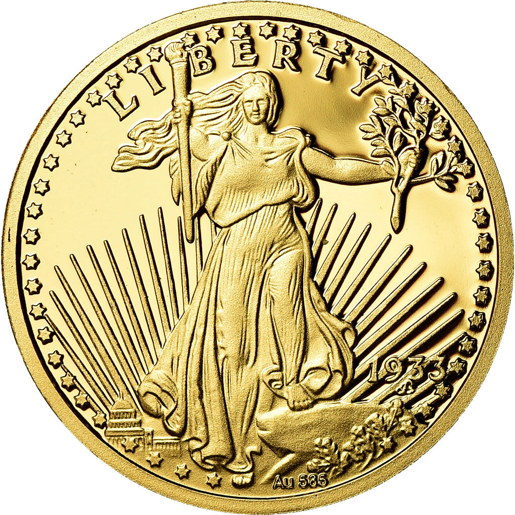 France, Medal, Reproduction Twenty Dollars Liberty, MS(65-70), Gold