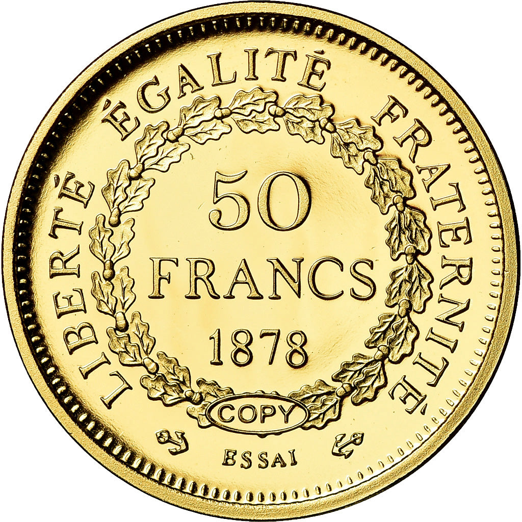 France, Medal, Réplique Essai 50 Francs Génie, MS(65-70), Gold