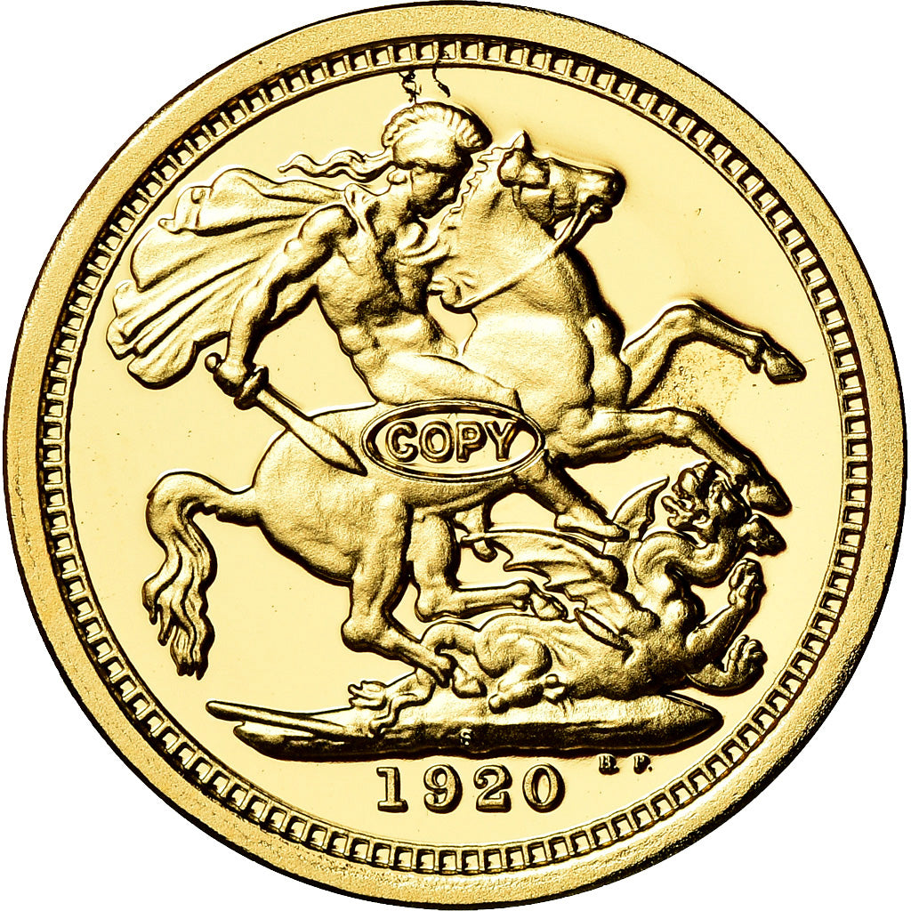France, Medal, Réplique Souverain Georges V, MS(65-70), Gold