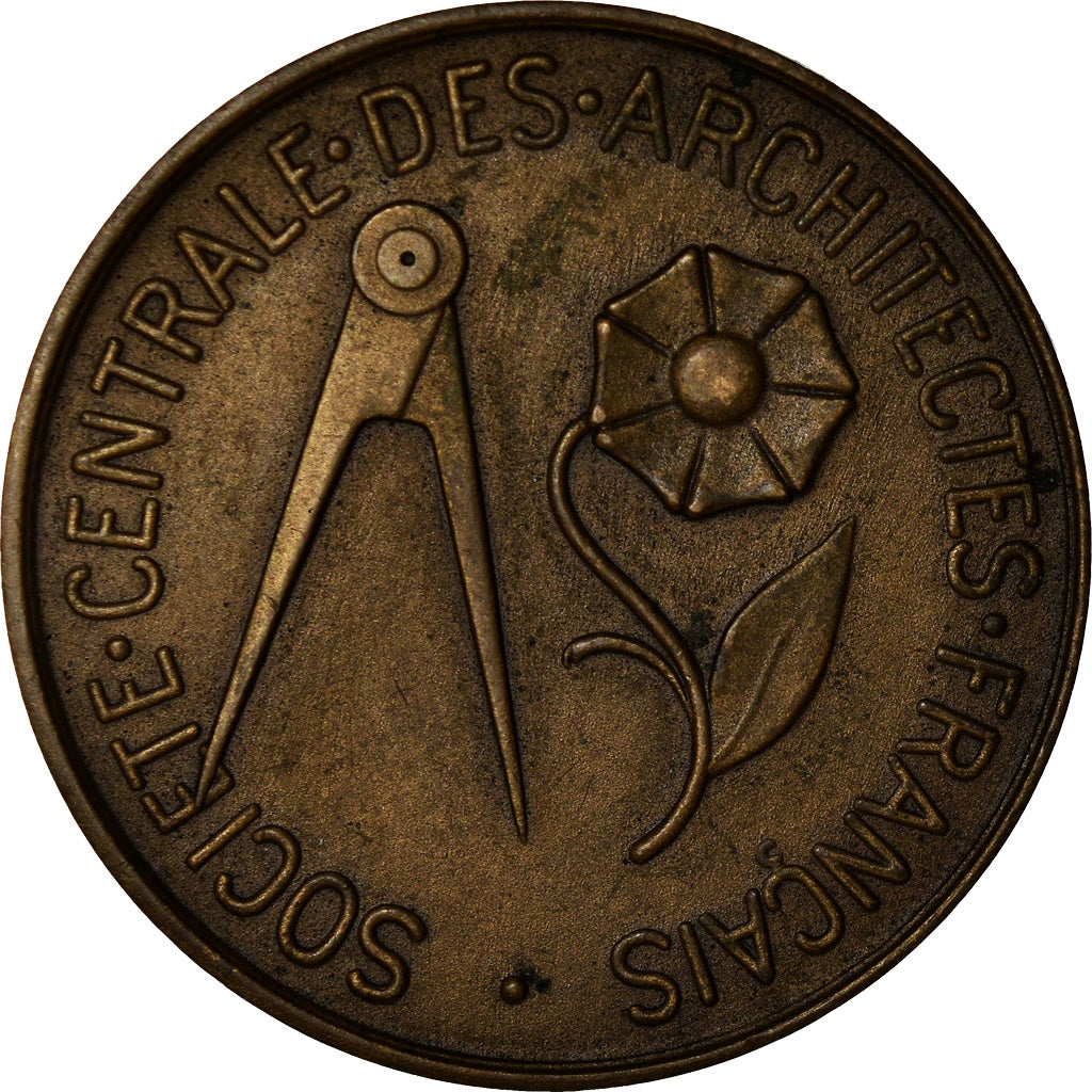France, Medal, Société Centrale des Architectes, 1946, Oudiné, AU(55-58)
