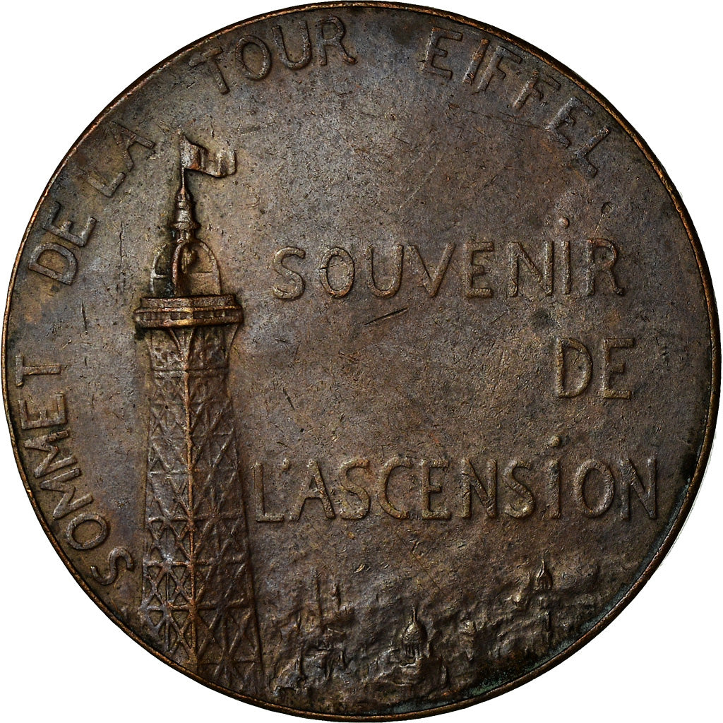 France, Médaille, Souvenir d'Ascension de la Tour Eiffel, 1900, TTB, Bronze