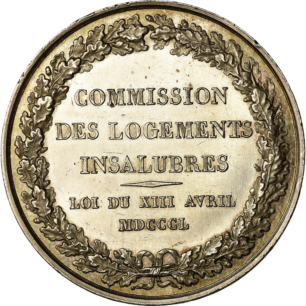 França, Medal, Napoléon III, Commission des Logements Insalubres, 1850, Barre
