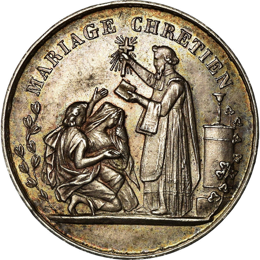 France, Médaille, Religion, Mariage Chrétien, SUP, Argent