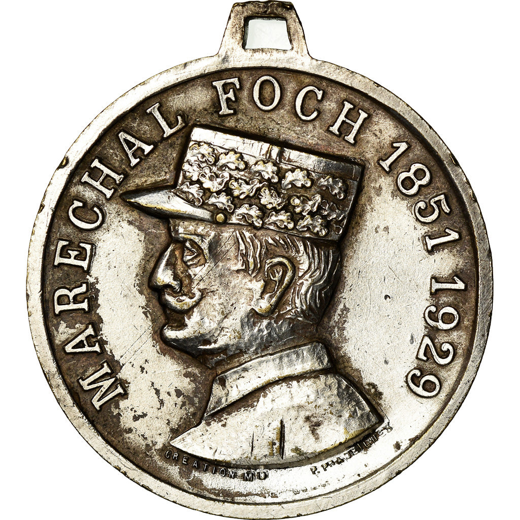 France, Médaille, Wagon de l'Armistice, Maréchal Foch, 1918, TTB, Silvered