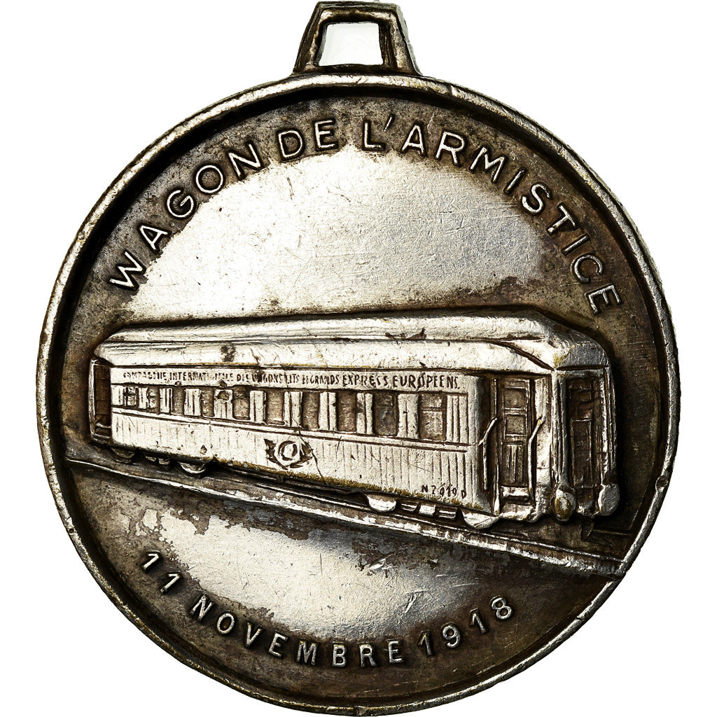 France, Médaille, Wagon de l'Armistice, Maréchal Foch, 1918, TTB, Silvered