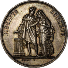 France, Medal, Mariage, Religion, Fidélité Bonheur, 1876, Petit, AU(50-53)