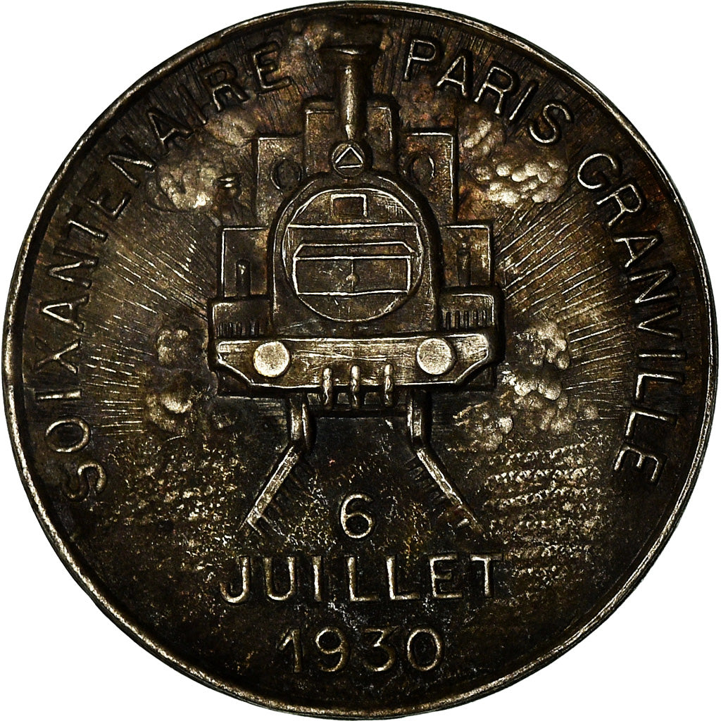 France, Médaille, Broche, Soixantenaire Paris-Granville, Railway, 1930, TTB+