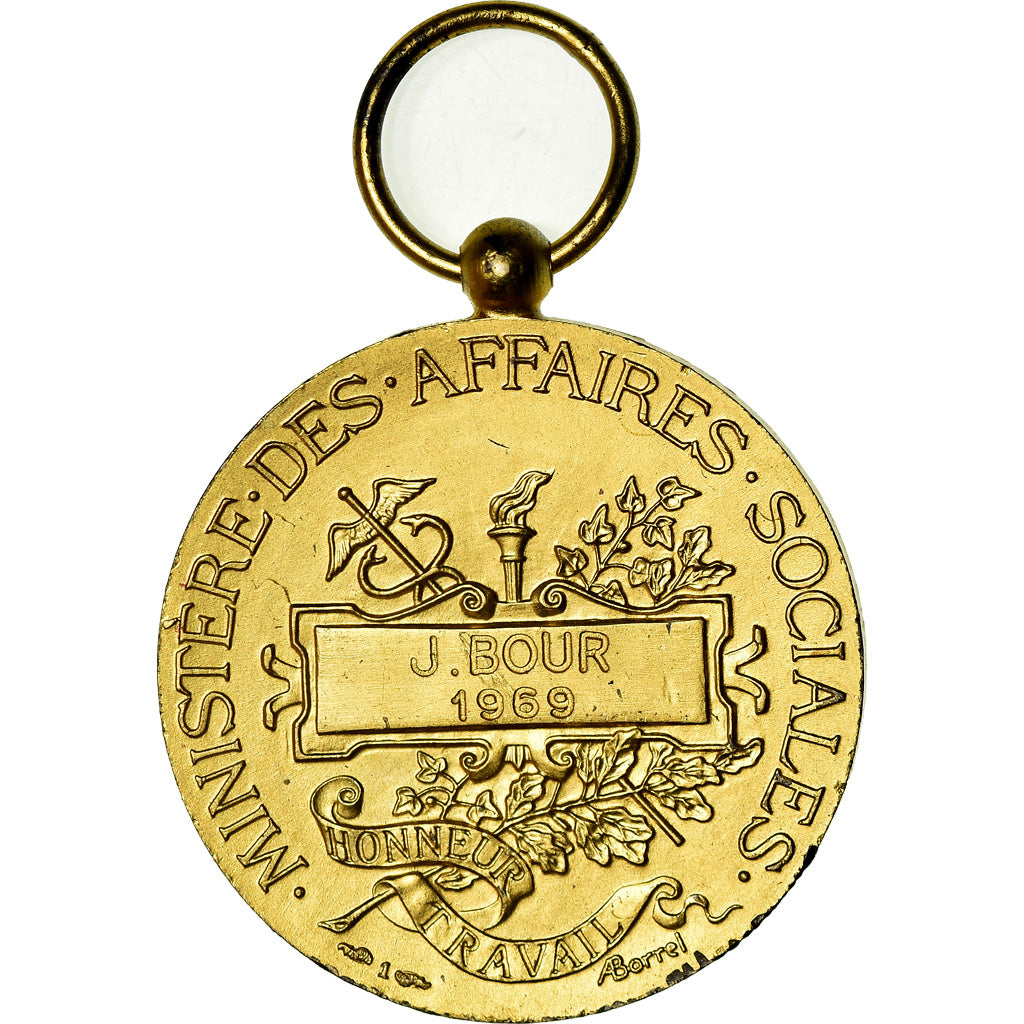 Francia, Ministère des Affaires Sociales, medalla, 1969, Excellent Quality