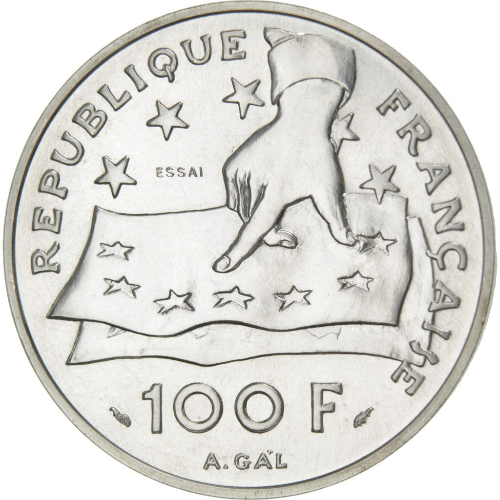 FRANCE, 100 Francs, 1991, MS(65-70), Silver, Gadoury #906, 14.99
