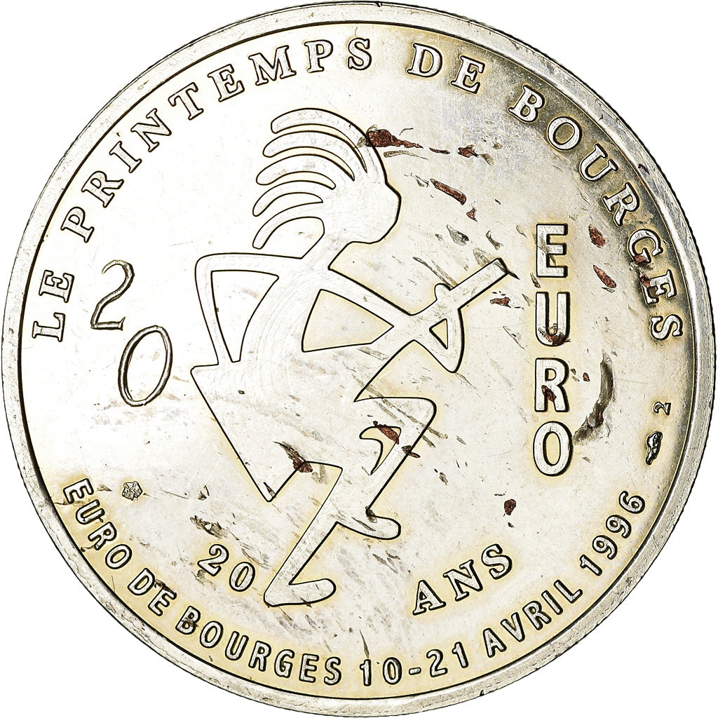 France, Token, 20 Euro, Printemps de Bourges, 1996, MS(60-62), Silver