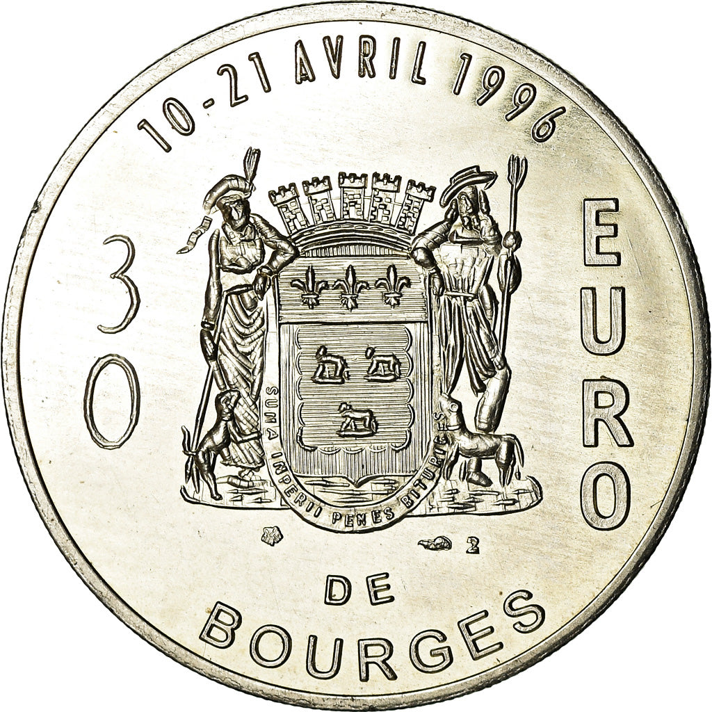 France, Token, 30 Euro, Bourges, 1996, MS(64), Silver