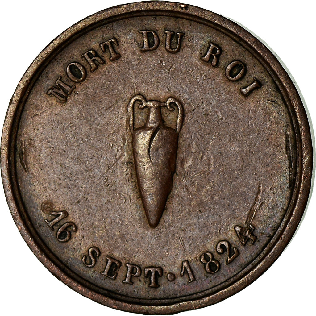 Francja, Medal, Louis XVIII, Mort du Roi, Quinaire, Historia, 1824, Galle