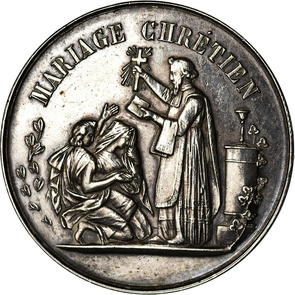 France, Médaille, Religion, Mariage Chrétien, SUP, Argent