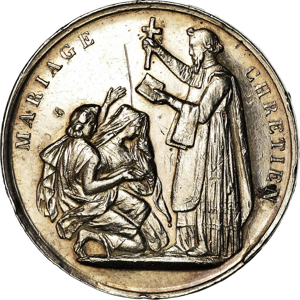 France, Médaille, Religion, Mariage Chrétien, SUP, Argent