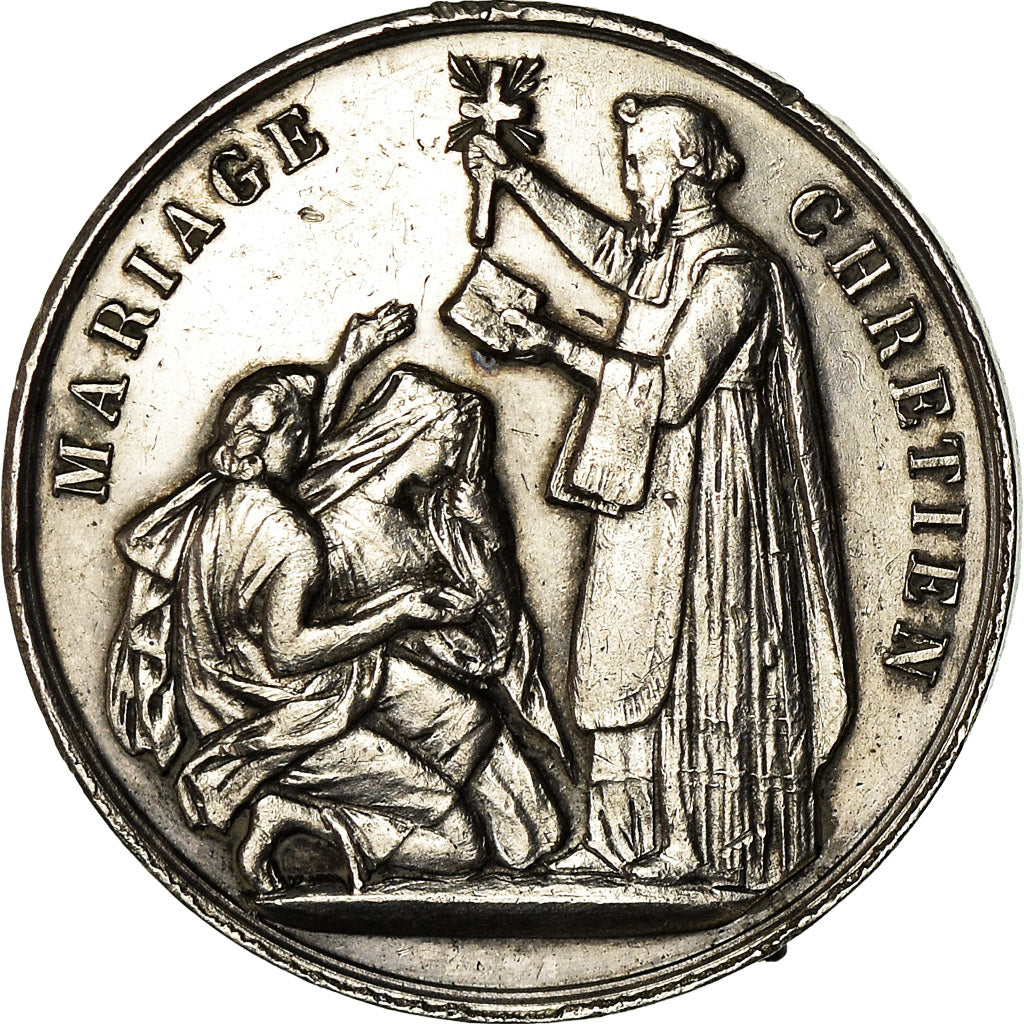 Francja, Medal, Religion, Mariage Chrétien, Undated, AU(55-58), Srebro