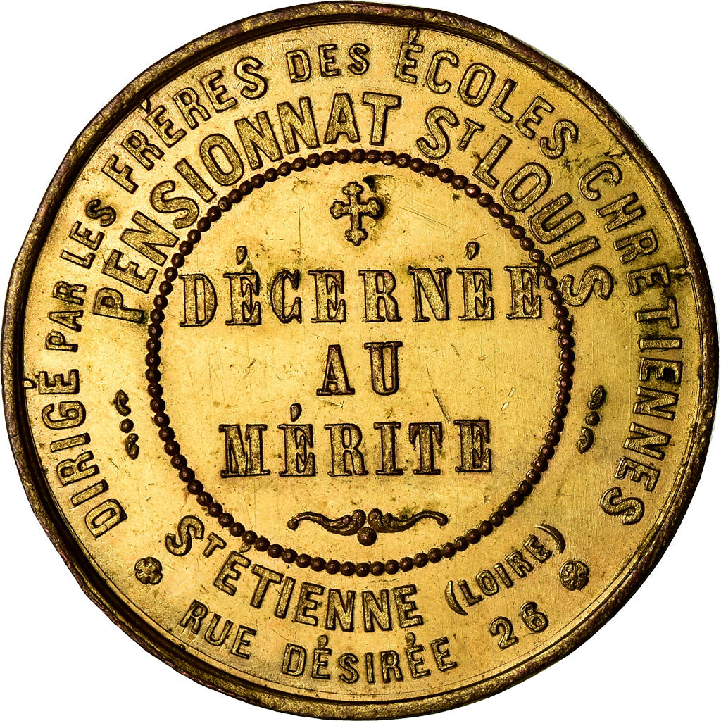 Frankrijk, Medaille, Pensionnat Saint-Louis, Saint-Etienne, ZF, Copper Gilt