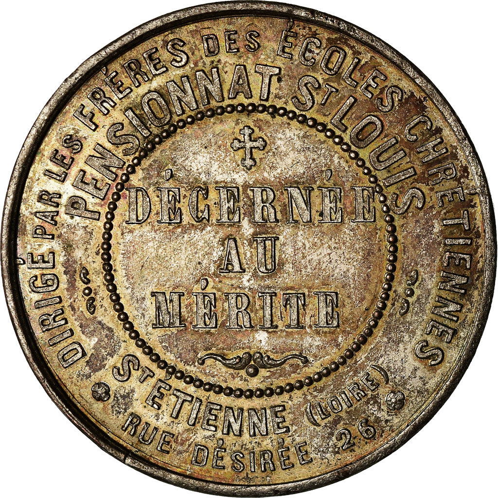 Frankrijk, Medaille, Pensionnat Saint-Louis, Saint-Etienne, ZF, Verzilverd koper