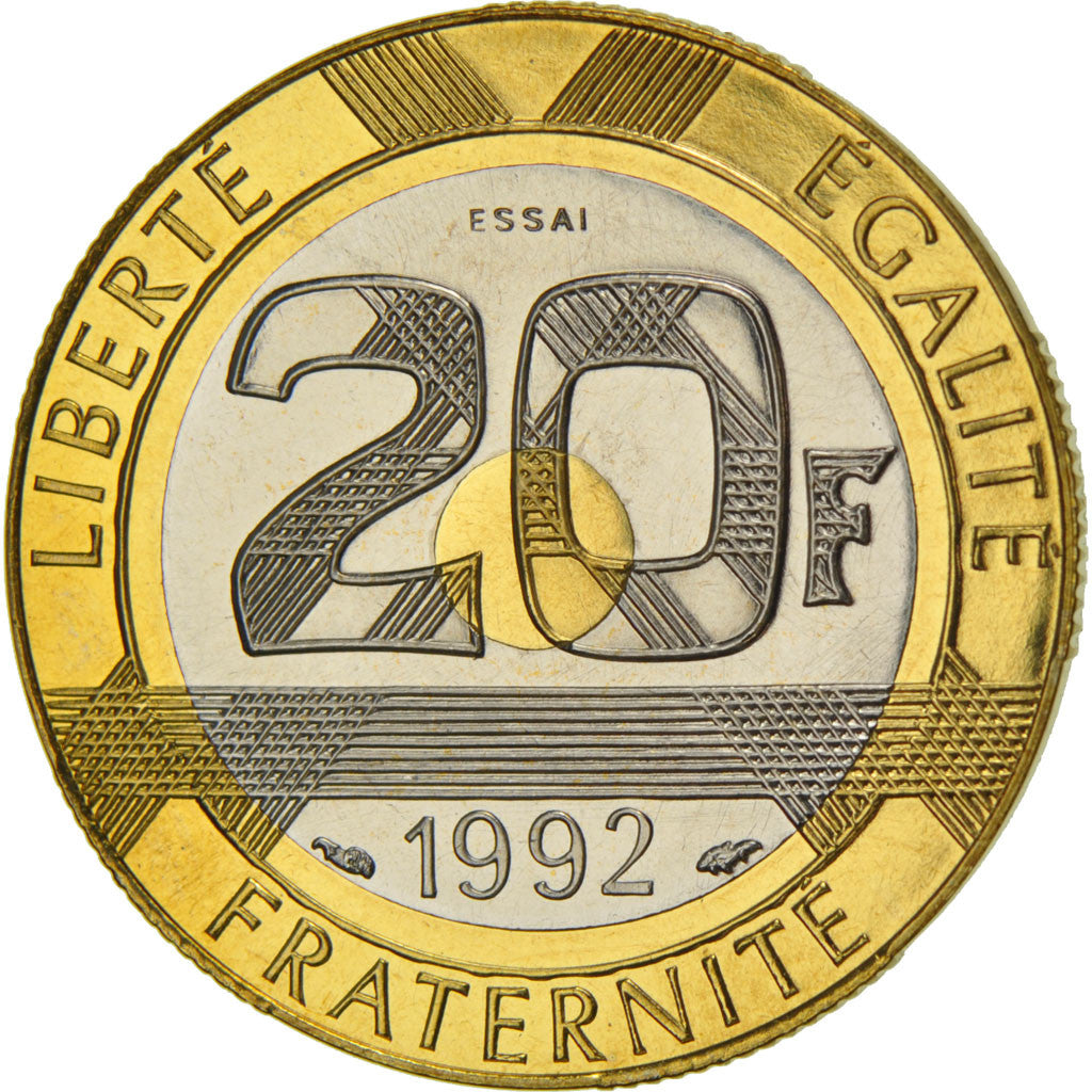 FRANCE, 20 Francs, 1992, MS(65-70), Bimetallic, Gadoury #871, 8.95