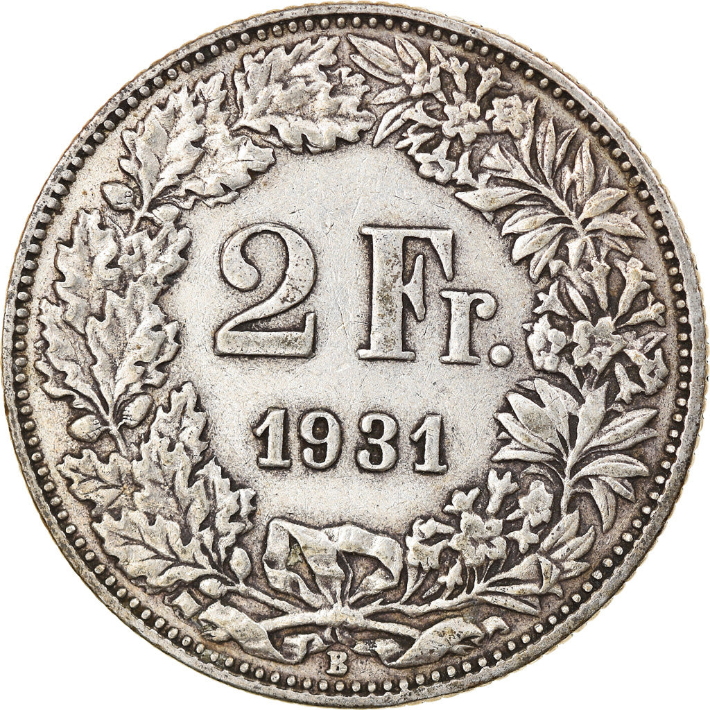 Coin, Switzerland, 2 Francs, 1931, Bern, EF(40-45), Silver, KM:21