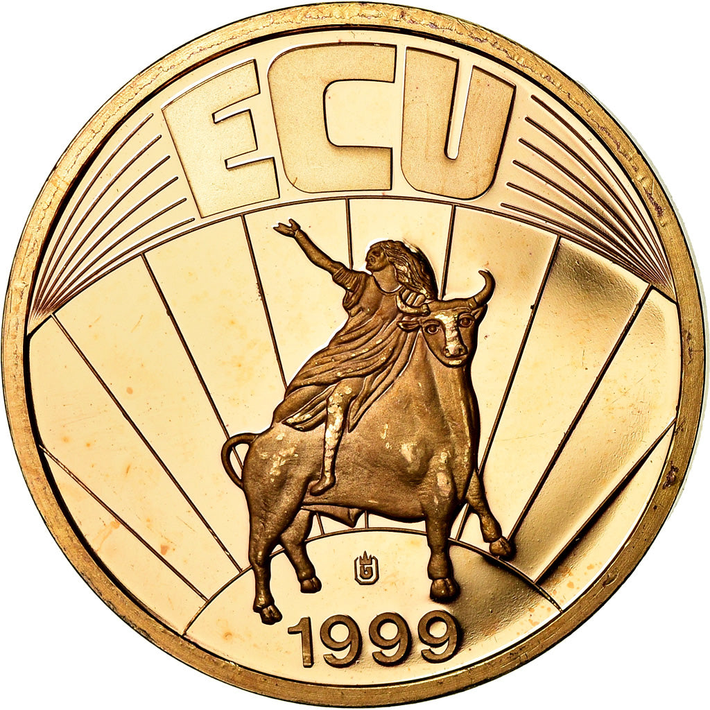 Frankreich, Medaille, Ecu Europa, Politics, Society, War, 1999, UNZ, Copper Gilt