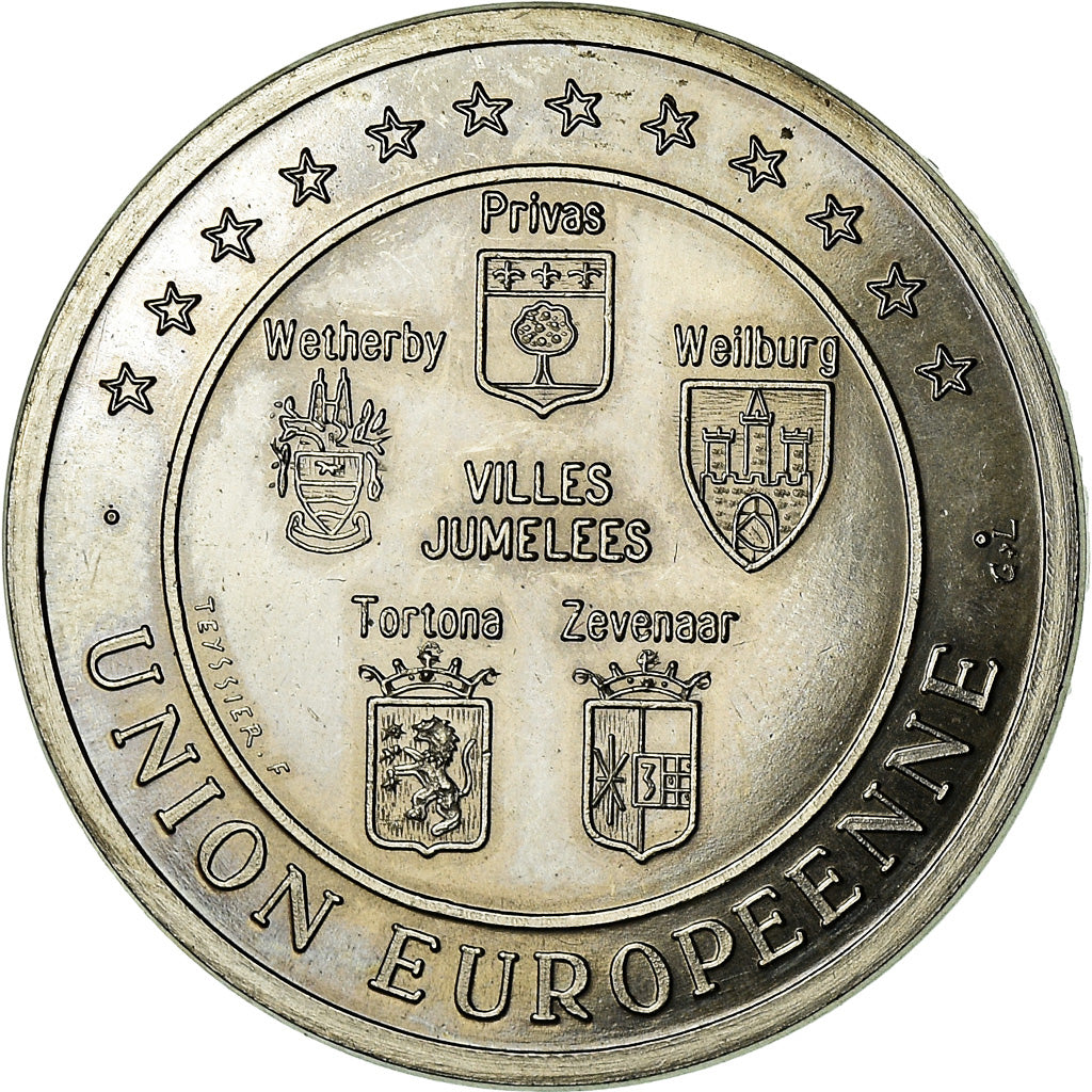 Frankrijk, Medaille, Euros des Villes, 1.5 Ecu de Privas, 1995, UNC-, Nickel