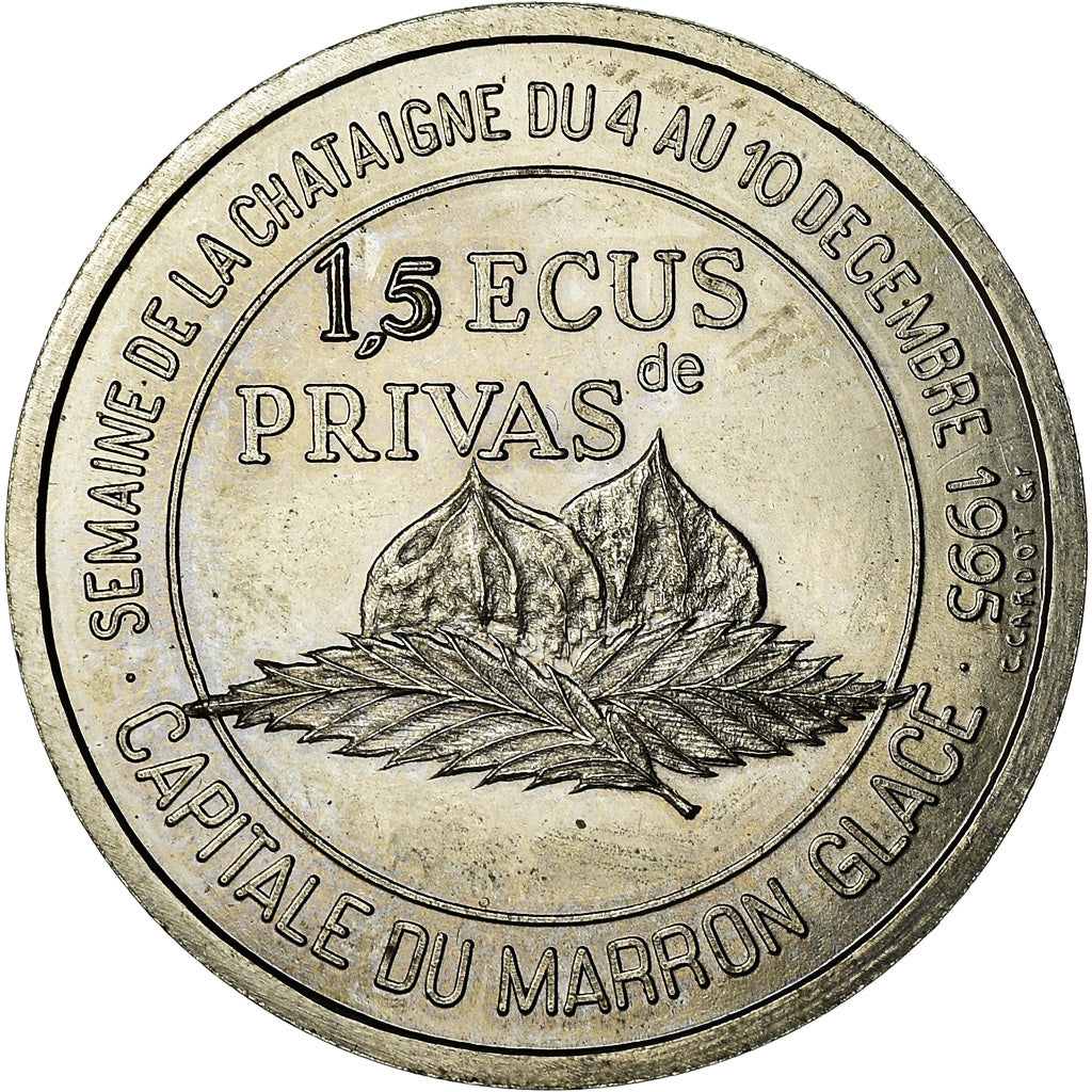 Frankrijk, Medaille, Euros des Villes, 1.5 Ecu de Privas, 1995, UNC-, Nickel