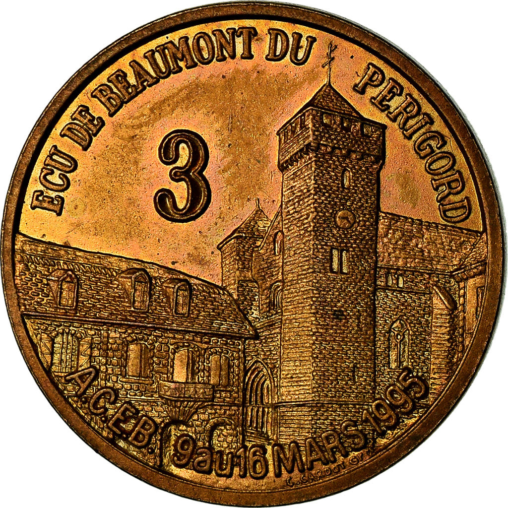 Frankrijk, Medaille, Euros des Villes, 3 Ecu de Beaumont du Périgord, 1995