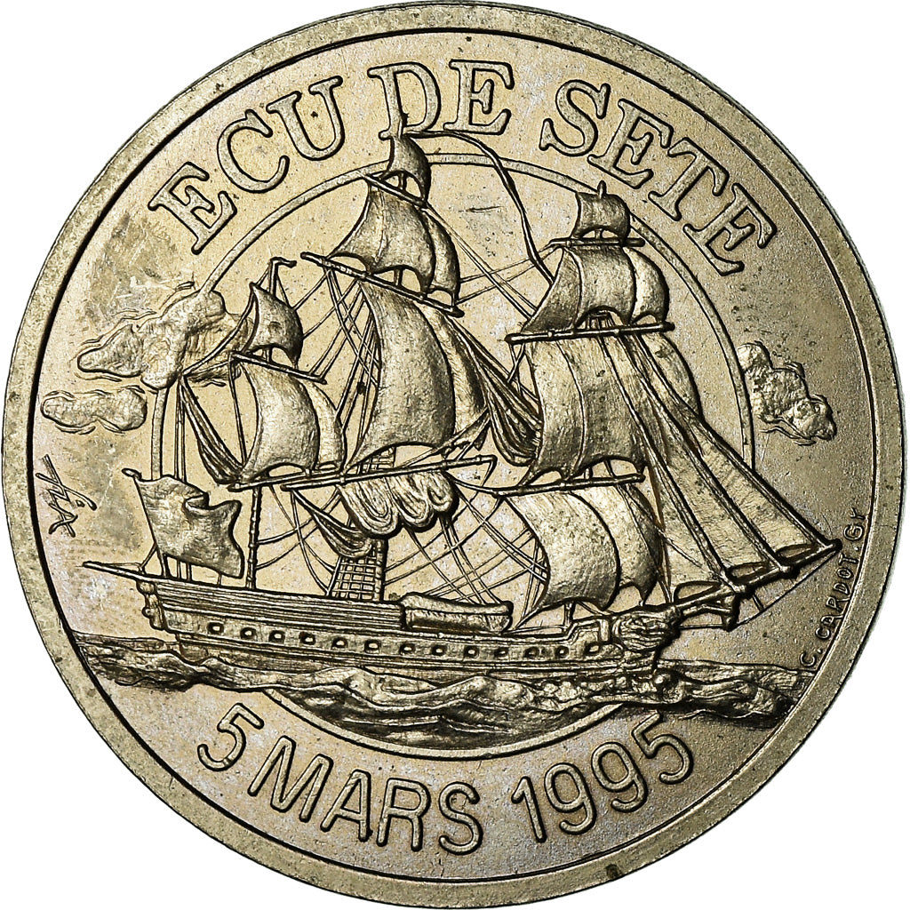 France, Medal, Euros des Villes, Ecu de Sète, 1995, MS(63), Nickel