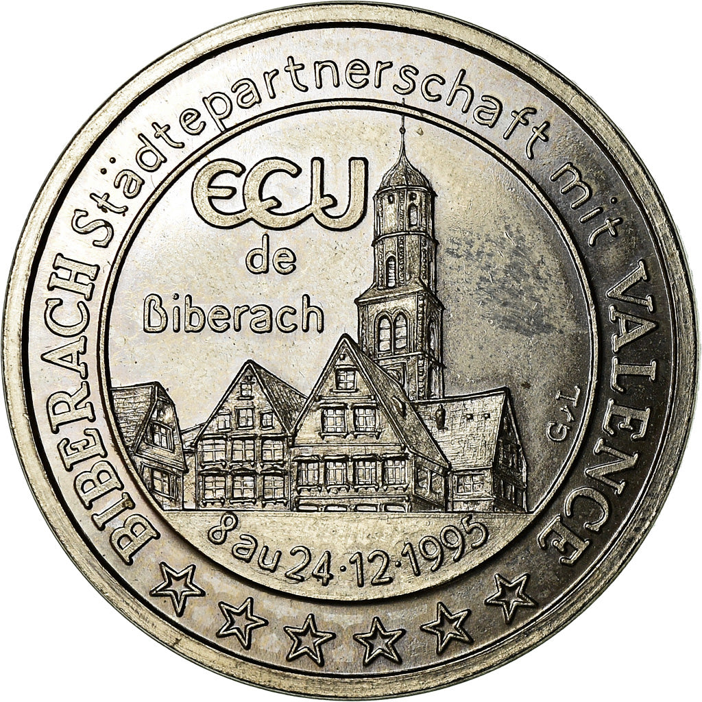 France, Medal, Euros des Villes, Ecu de Biberach, 1995, MS(63), Nickel