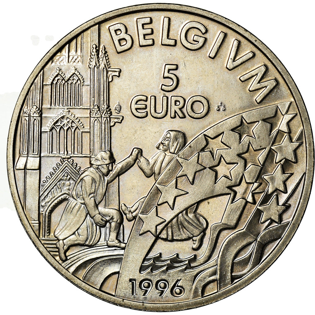 Belgium, 5 Euro, 1996, MS(63), Copper-nickel