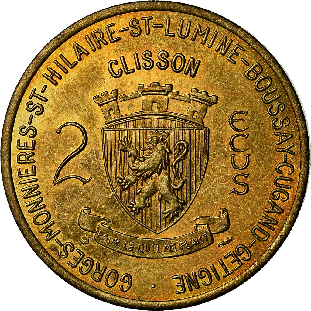France, Medal, Euros des Villes, 2 Ecus de Clisson, 1995, MS(63)