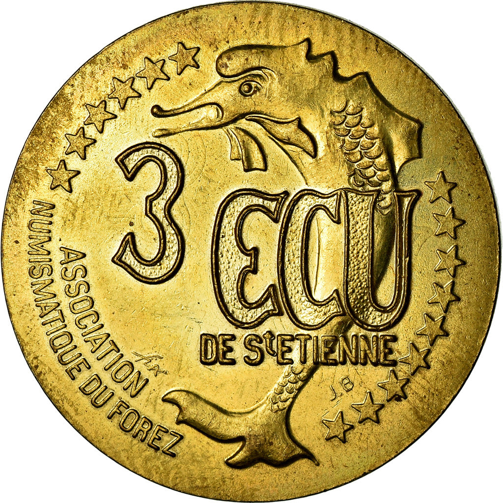 Frankrijk, Token, Euros des Villes, 3 Ecus de Saint-Etienne, 1995, UNC-, Tin