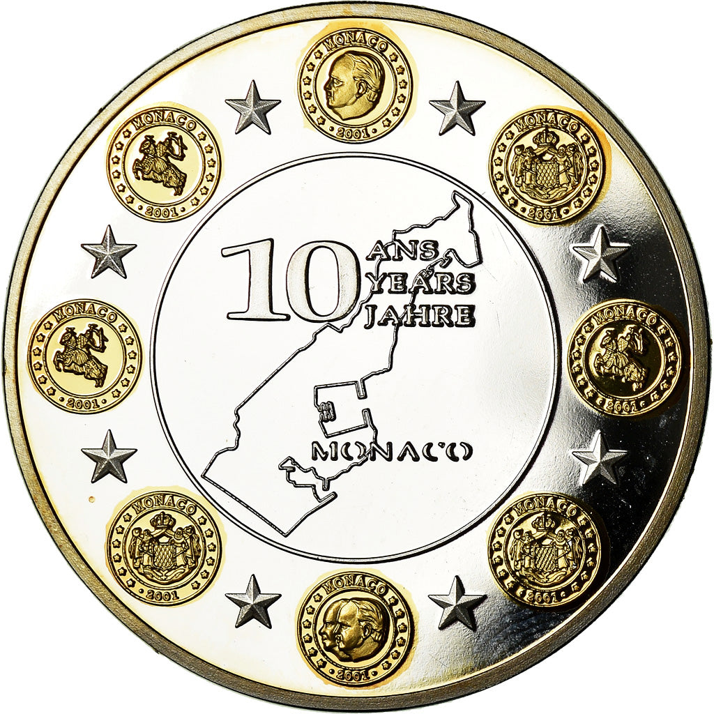 Frankrijk, Medaille, 10 Ans de l'Euro, Monaco, Politics, Society, War, FDC