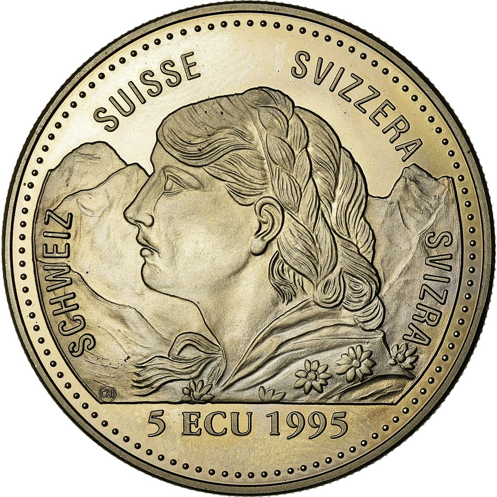 Schweiz, Token, 5 Ecu, Aviation, 1995, STGL, Copper-nickel